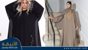 عباية ذات قصة انسيابية مع تطريزات ذهبية