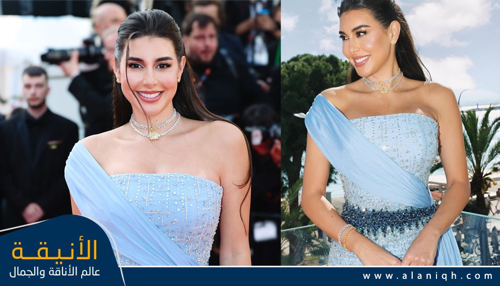 إطلالة ياسمين صبري بالأزرق السماوي: فخامة هادئة وأناقة عالمية