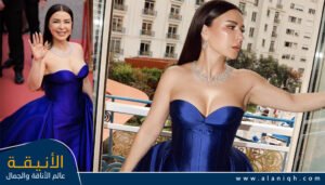 ماغي بو غصن تشعّ فخامة بالأزرق الملكي